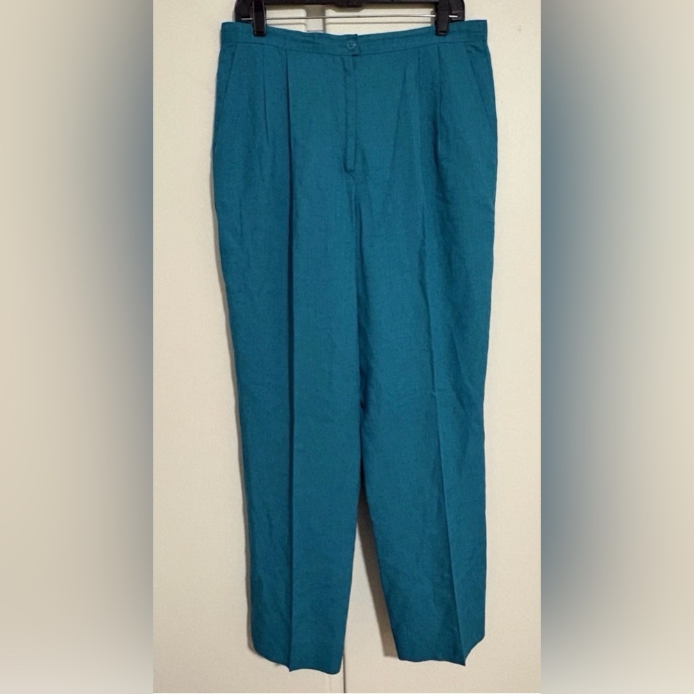 Flawless Vintage Turquoise Linen Blend Trousers Women’s Size Med.  By Pendleton